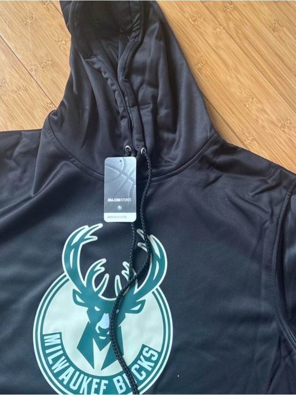 NBA Black Hoodie with green and White Milwaukee Bucks, Antetokounmpo on back